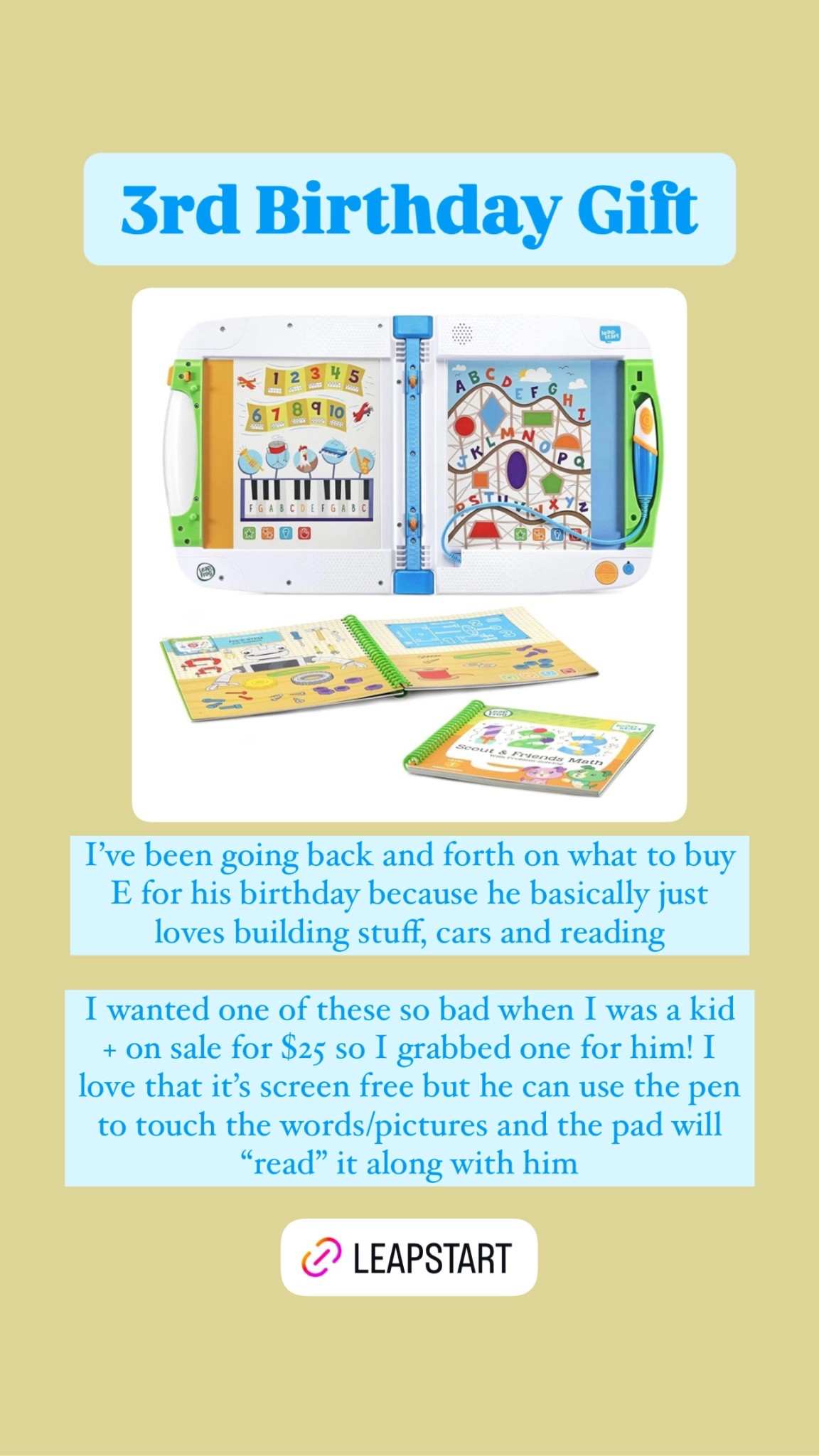 Grabbed this screen-free learning pad for my son’s 3rd birthday! 

#LTKKids #LTKBaby