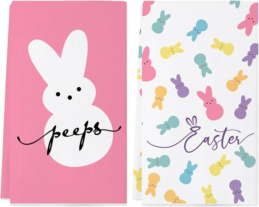 Siilues Easter Kitchen Towels, Colorful Peeps Happy Easter Dish Towels 18x26 Inch Bunny Kitchen H... | Amazon (US)