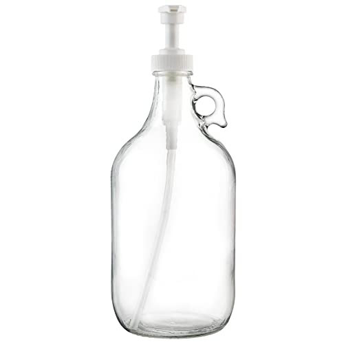 kitchentoolz Half Gallon Glass Laundry Detergent Dispenser- Large Jug with Pump for Liquid Laundry Soap Dispenser, Fabric Softener, Syrup Pump - 64 oz - Made in USA | Amazon (US)