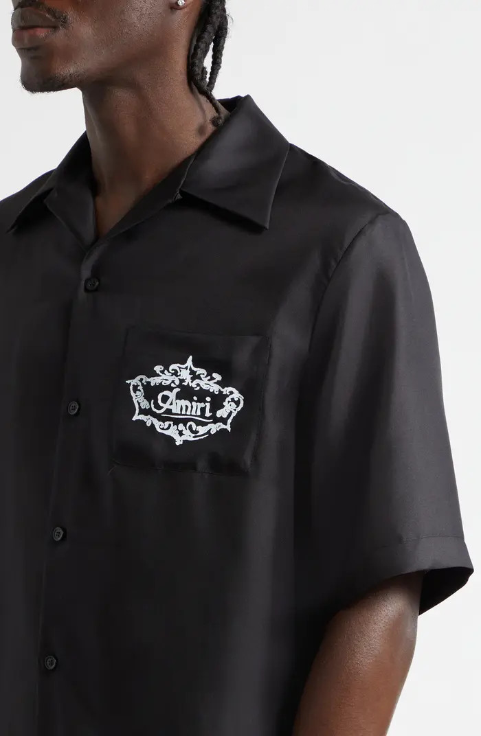 Chateau Amiri Crest Silk Camp Shirt | Nordstrom