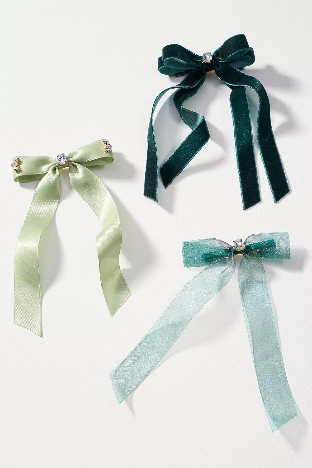 Gemstone Bow Hair Clips, Set of 3 | Anthropologie (US)