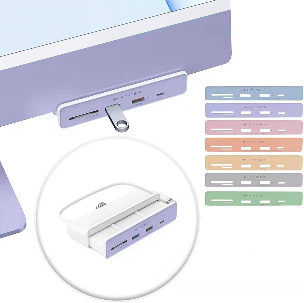 HyperDrive iMac USB Hub Adapter, 6in1 iMac Accessories: HDMI 4K60Hz, USB-C 10Gbps, 2 USB-A 10Gbps... | Amazon (US)