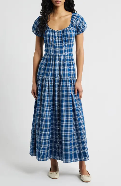 DÔEN Valenne Plaid Tiered Organic Cotton Voile Dress in Dorset Plaid at Nordstrom, Size Xx-Small | Nordstrom