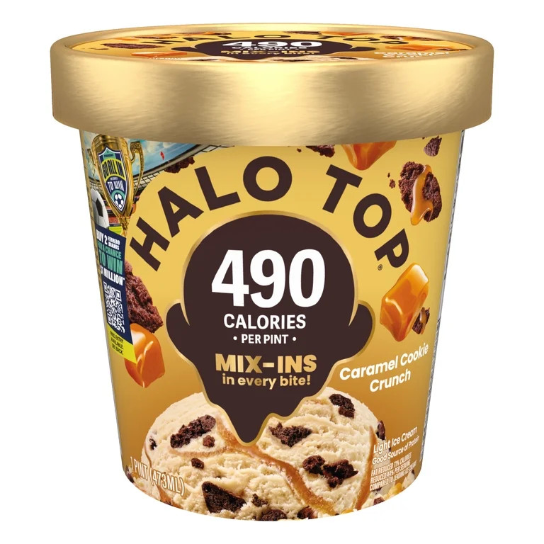 Halo Top Caramel Dark Chocolate Cookie Crunch Light Ice Cream, Lower Calorie Frozen Dessert Pint,... | Walmart (US)
