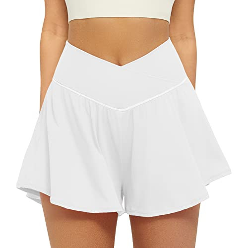 FireSwan Crossover Athletic Shorts for Women 2 in 1 Flowy Running Shorts with Pockets Spandex But... | Amazon (US)
