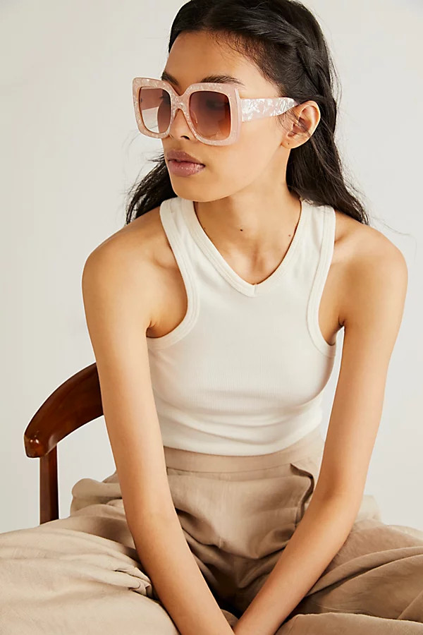 Sugar Oversized Square Sunglasses by Free People, Rose Quartz, One Size | Free People (Global - UK&FR Excluded)