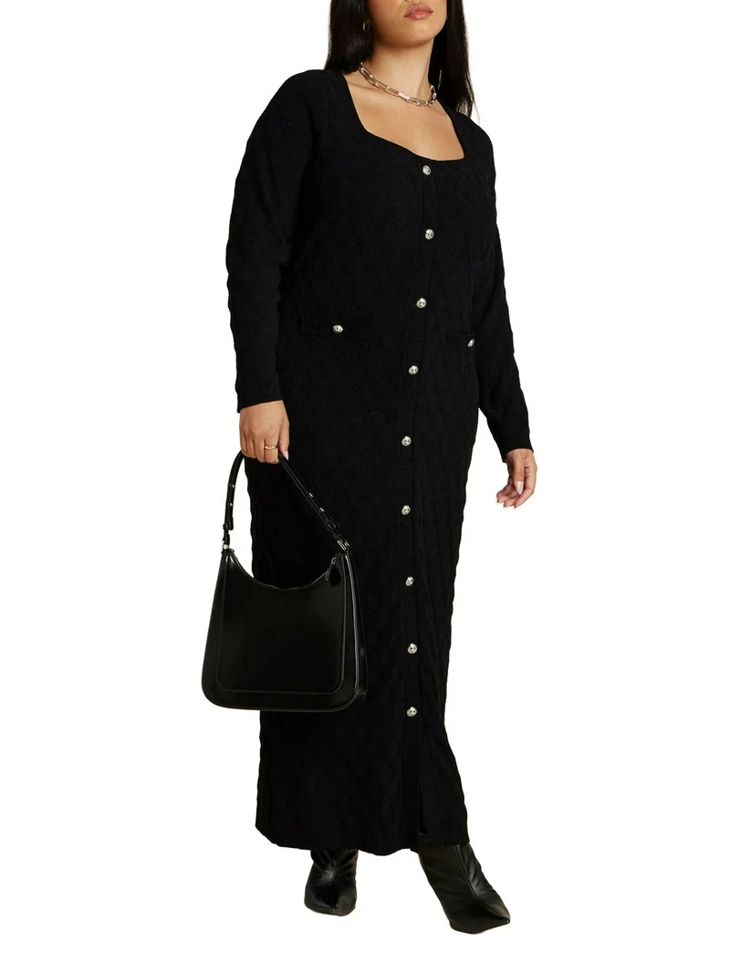 ELOQUII Women's Plus Size Sweater Dress With Buttons | Walmart (US)