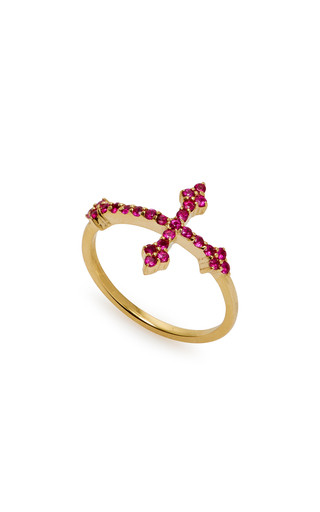 Cross Your Fingers 14K Yellow Gold Ruby Ring | Moda Operandi (Global)