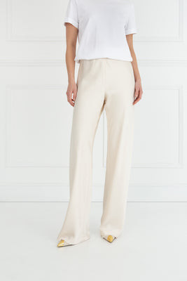 "The Sandra" - Satin Trousers Classic Length (Cream) | Sinead Keary