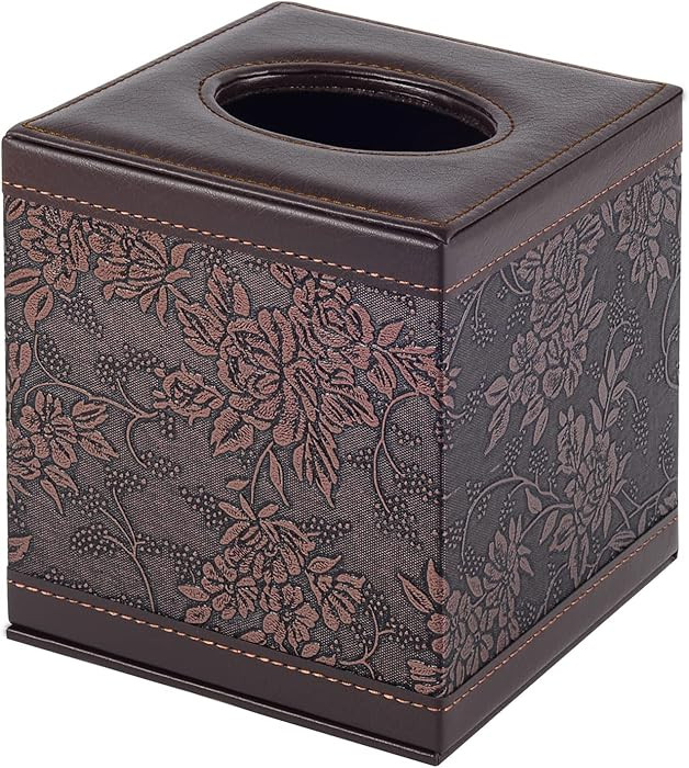Tissue Box Cover Square,Modern Leather Tissue Box Holder for Napkin Facial Paper Organizer Bottom... | Amazon (US)