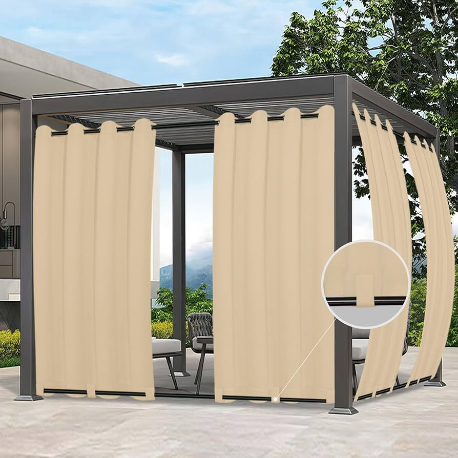 Easy-Going Outdoor Curtains Waterproof Windproof Weatherproof Curtain for Patio, Cabana, Porch, P... | Amazon (US)