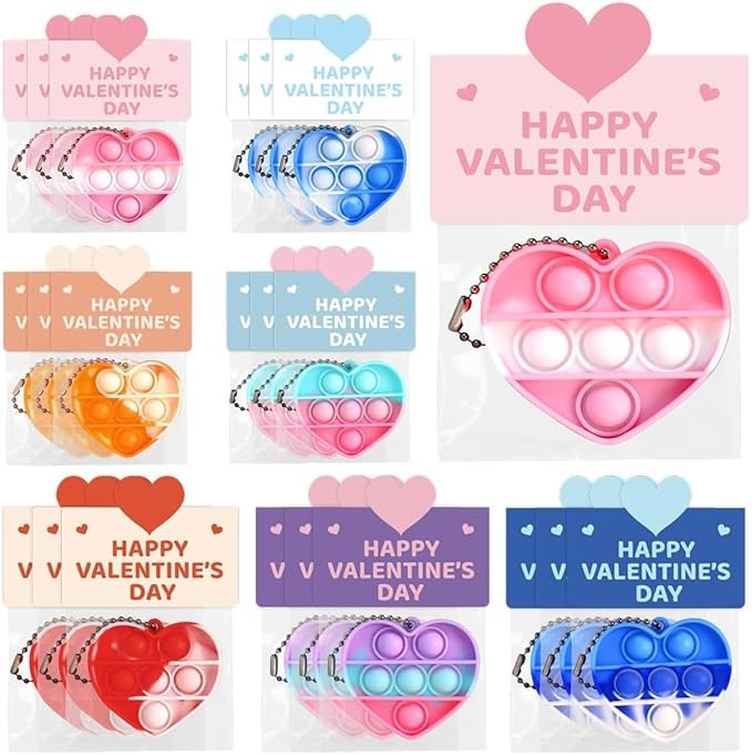 Confucia 32 Pack Valentine's Day Gifts Prefilled Mini Heart-Shaped Fidget Pop Toys, Perfect for K... | Amazon (US)