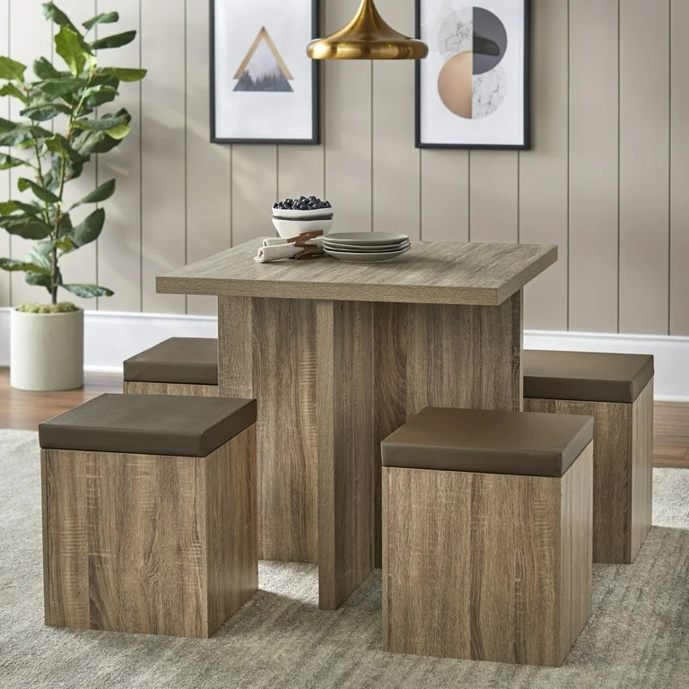 Mainstays 5-Piece Dexter Dining Set with Storage Ottoman | Walmart (US)