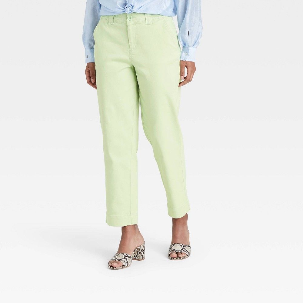 Women's High-Rise Straight Leg Ankle Pants - A New Day Green 4 | Target