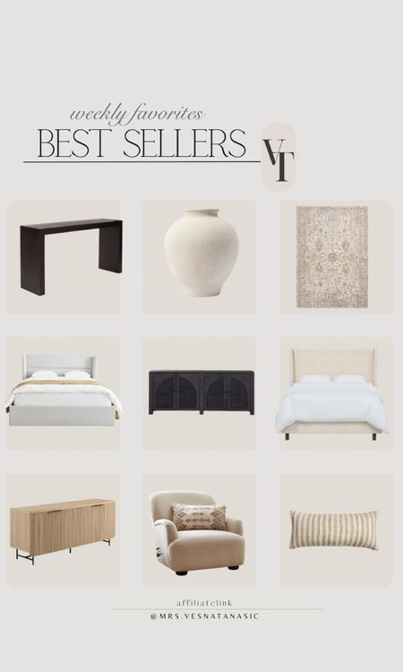 This week’s best sellers and favorites include our entryway table, upholstered bed, affordable sideboard, accent chair, bedroom lumbar pillow, neutral rug, modern vase, and my favorite splurge worthy sideboard. 

#LTKHome #LTKSaleAlert