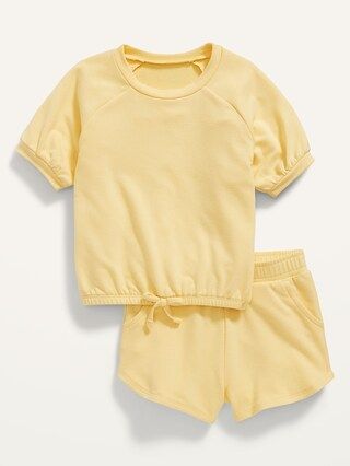 2-Piece Cinched-Hem French Terry Top and Shorts Set for Toddler Girls | Old Navy (US)