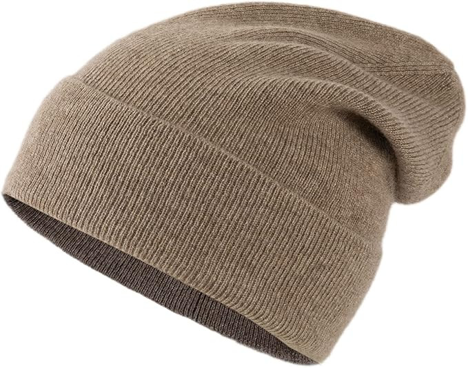 Unisex 100% Pure Cashmere Beanie, Ribbed Cuffed Hat Warm Soft with Gift Box for Women and Men | Amazon (US)