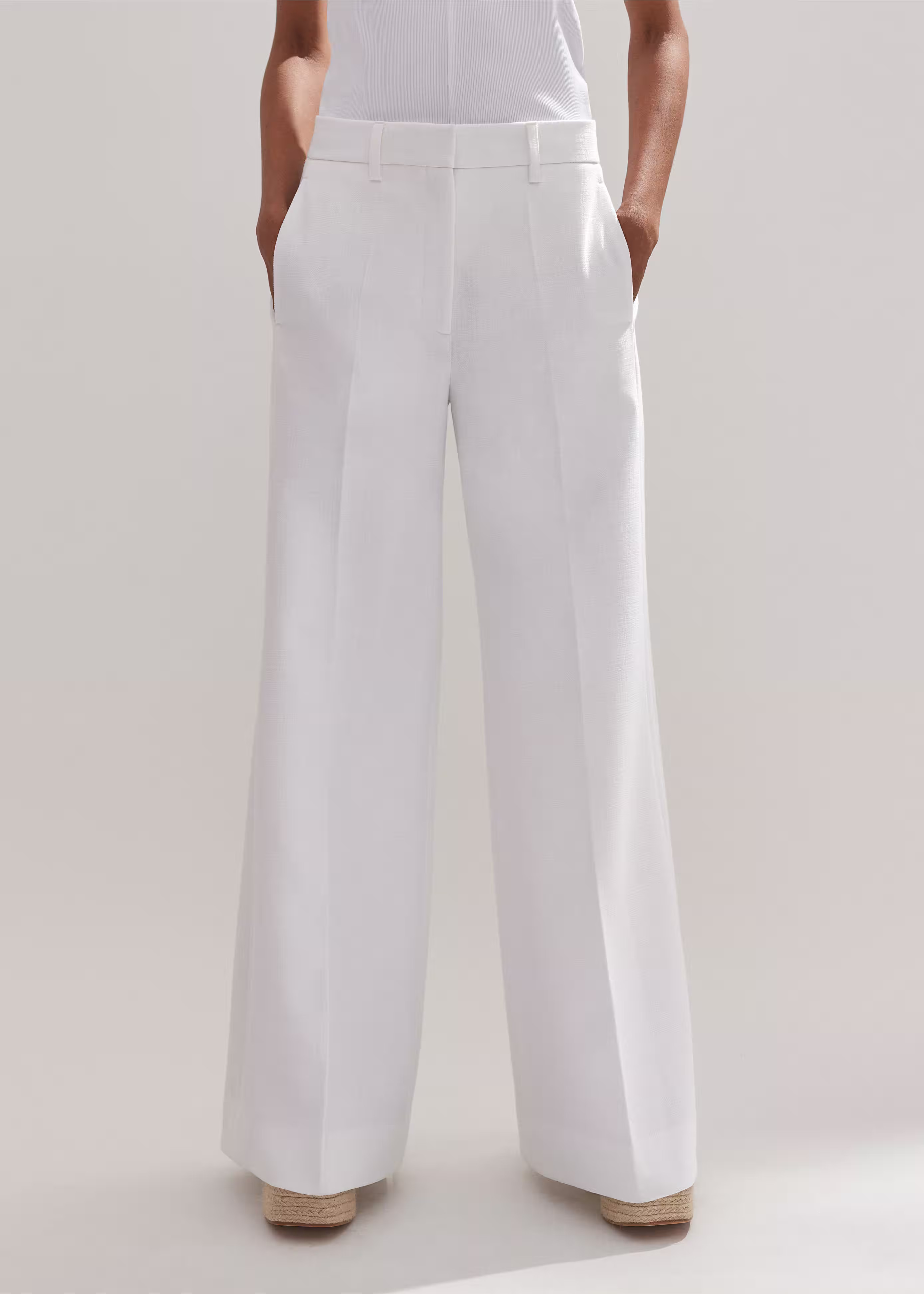 Women's White Tux Wide-Leg Trouser | ME+EM | ME+EM Global (Excluding US)