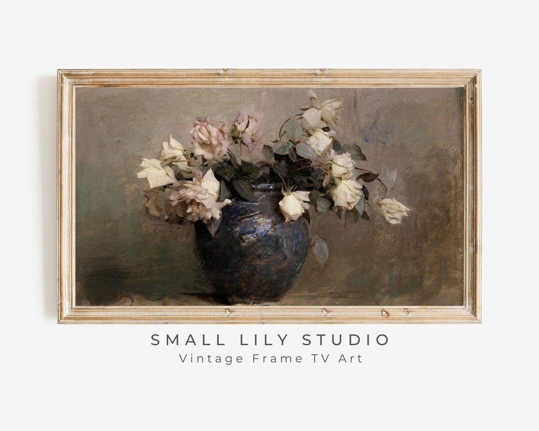 Samsung FRAME TV Art Dark Roses, Dark Botanical Tv Art, Frametv Art Vintage Floral Still Life, Mo... | Etsy (US)