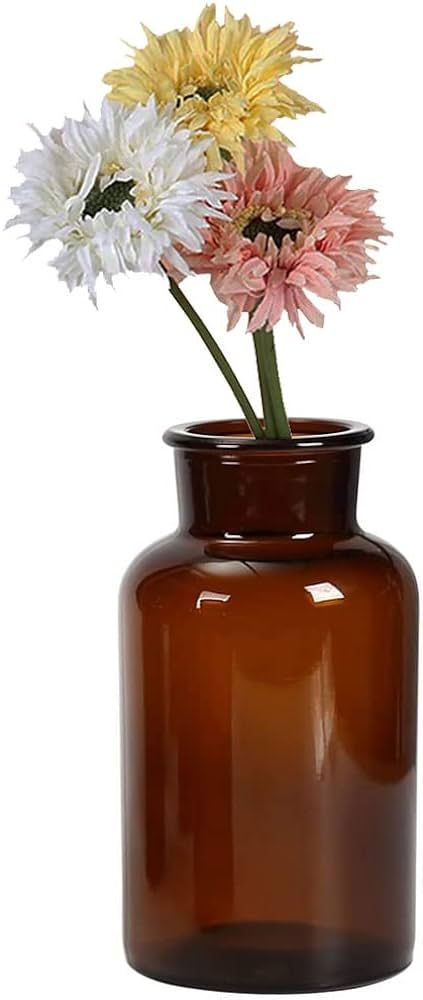500ml /17oz Vintage Amber Glass Vase Glass Bottle Bud Vases Apothecary Jars Flower Vases for Wedding Reception Home Decor | Amazon (US)