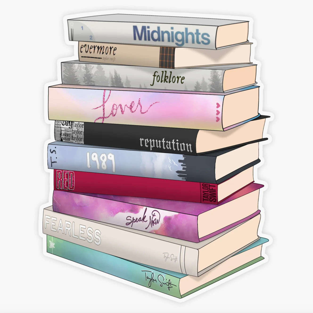 Taylor Swift Albums as Books Sticker | It's NOMB