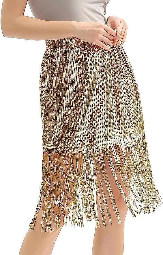 Metme Women's Sequin Skirt Sparkly Midi Skirts Pencil for Work Party Shimmer Cocktail Clubwear wi... | Amazon (US)