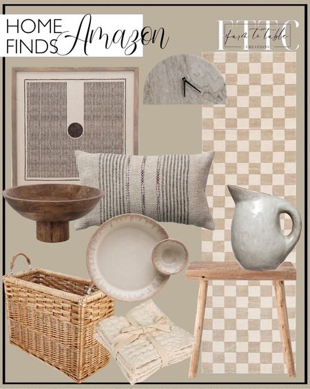Amazon Home Finds. Follow @farmtotablecreations on Instagram for more inspiration.

Bloomingville Mango Wood Framed Printed Dhurrie Wall Decor, Black and Cream. Reclaimed Wood Stool, Natural. Woven Cotton and Linen Blend Lumbar Embroidered Stripes, Multicolored Pillow, Natural. YAHUAN Natural Wicker Storage Basket with Built-in Handles Stair Basket Magazine Basket Large Wicker Baskets for storage Home Organizing Laundry. Neutral Reactive Glaze Stoneware Pitcher. Mango Wood Footed, Walnut Finish Bowl. Decorative Half Moon Marble Mantel Clock. Square Cotton Waffle Weave, Set of 3, Cream Dish Cloth, Ivory. Cream Stoneware Serving Dish. Revival Rugs Gambit 2'7"x9' Machine Washable Runner Rug. Amazon Home Finds. Amazon Limited Time Deals.  


#LTKhome #LTKsalealert #LTKfindsunder50