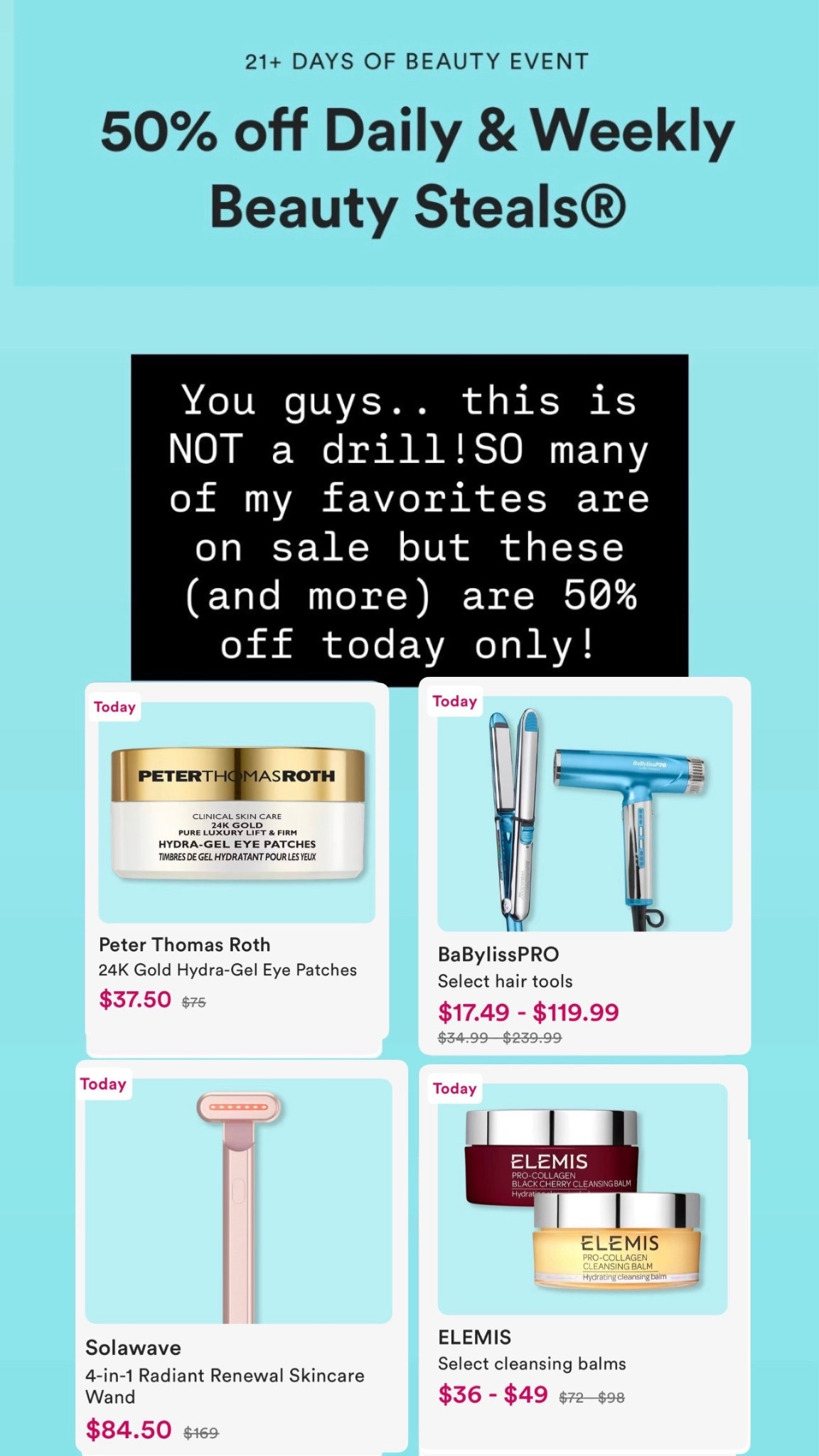 🚨 TODAY ONLY: the good stuff is on MAJOR sale at Ulta Beauty’s 21 Days of Beauty — and these are the ones I NEVER skip 👏✨

If you’ve been waiting to upgrade your routine, this is your moment. These are tried, true, and absolutely worth grabbing while they’re 50% off:

✨ My go-to hair tools = effortless volume, smooth finish, and salon-level results at home
✨ Lift + firm eye patches = instant depuff + that refreshed, wide-awake look we all want
✨ Cleansing balm = melts makeup OFF while leaving skin soft, clean, and hydrated (no stripping)
✨ Red light therapy wand = targets fine lines + boosts glow right where you need it most

This is one of those sales where you stock up, try something new, and elevate your entire routine without paying full price 💁‍♀️

💥 Don’t wait — these deals are TODAY ONLY and they will sell out

Shop everything in my LTK and thank me later 😉

#LTKSaleAlert #LTKBeauty #UltaBeauty #21DaysOfBeauty #BeautyDeals #AntiAgingSkincare #HairTools #SkincareRoutine #BeautyOnABudget #LTKOver40

#LTKselfcare #LTKSaleAlert #LTKBeauty