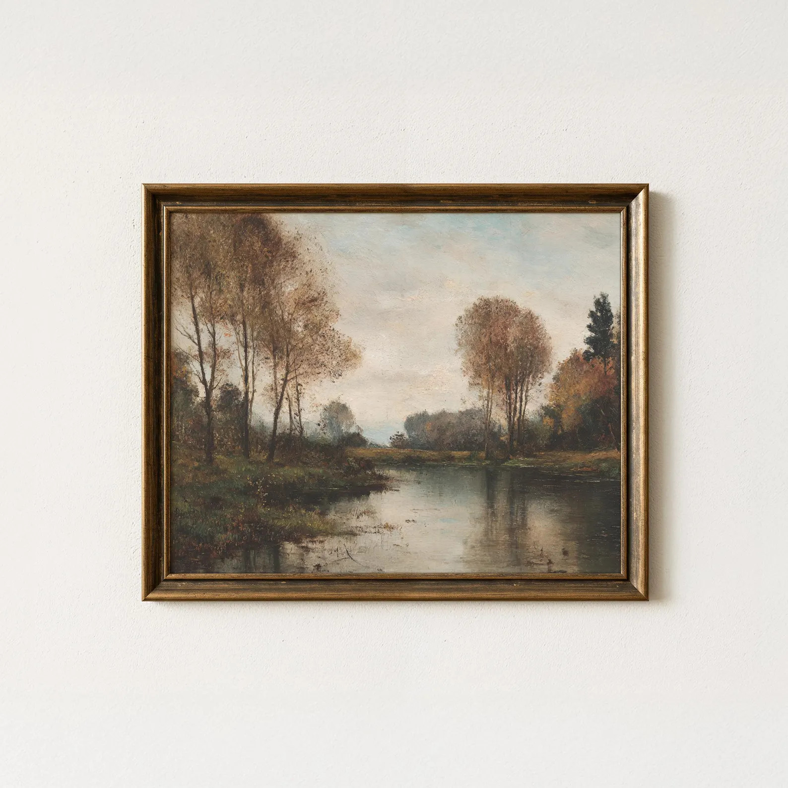 Golden Hour Pond Landscape Art Print: Vintage Autumn Scene (Digital Download | Etsy (Global)