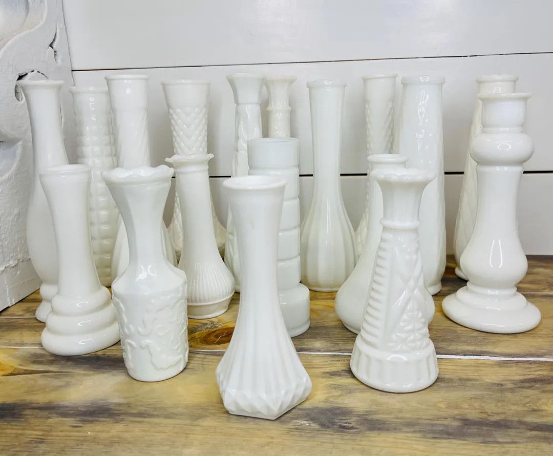 Vintage Milk Glass Flower Vase, Sold Separately, Antique Milk Tall Vase, Vintage Farmhouse Decor,... | Etsy (US)