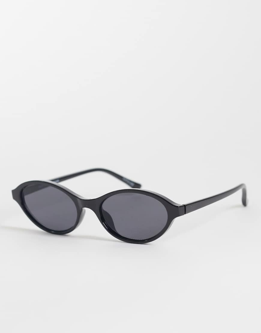 Gina Tricot thin oval sunglasses in black | ASOS (Global)