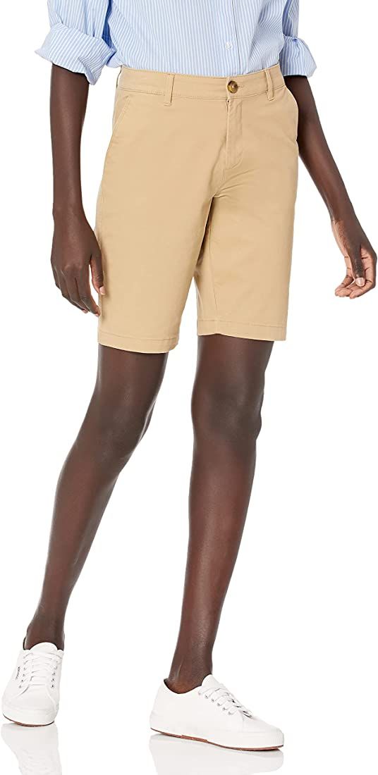 Amazon Essentials Women's Mid-Rise Slim-Fit 10 Inch Inseam Bermuda Khaki Short | Amazon (US)