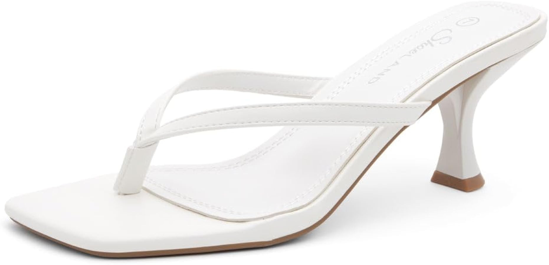 Shoe Land Kitten Heels for Women, Square Open Toe Thong Sandals, Slip On Heeled Sandals, Flip Flo... | Amazon (US)