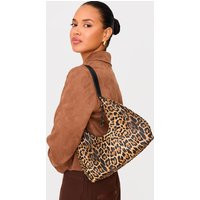 Leopard Curved PU Shoulder Bag, Animal | PrettyLittleThing UK