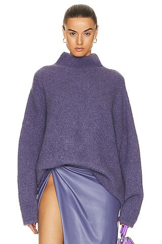 Lapointe Brushed Alpaca Relaxed Turtleneck Sweater in Grape - Purple. Size L (also in ). | FWRD 