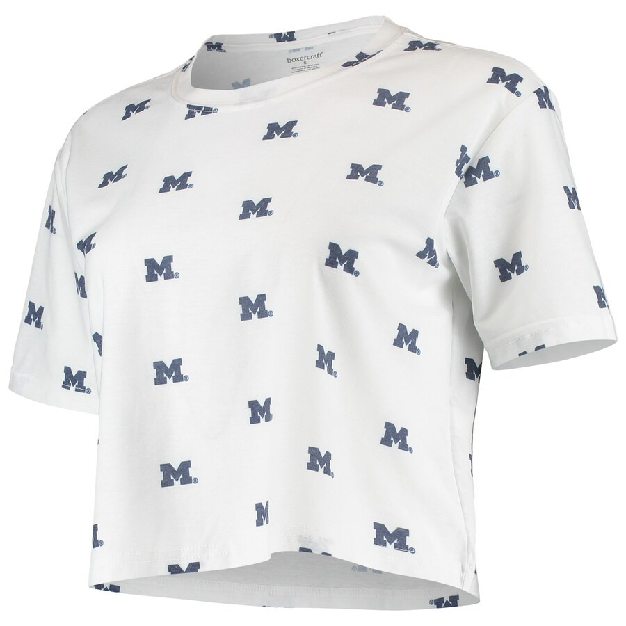 Michigan Wolverines Women's Cropped Allover Print T-Shirt - White | Fanatics