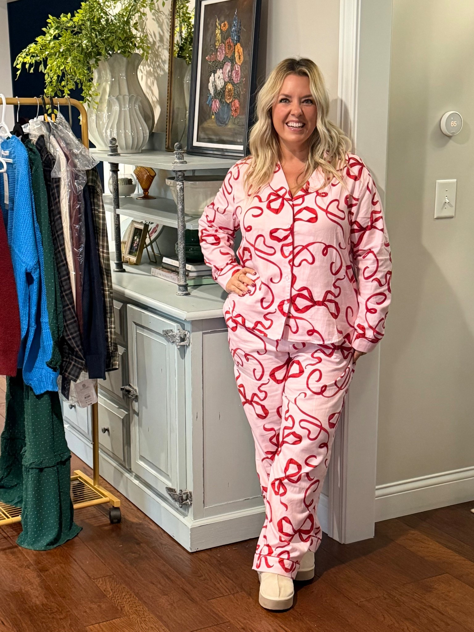 How cute is this pajama set from Walmart?! Don’t let the flannel fabric description scare you, it’s a very light weight, super soft flannel, doesn’t make me overly hot! ON SALE too!!

#LTKMidsize #LTKSaleAlert #LTKPetite