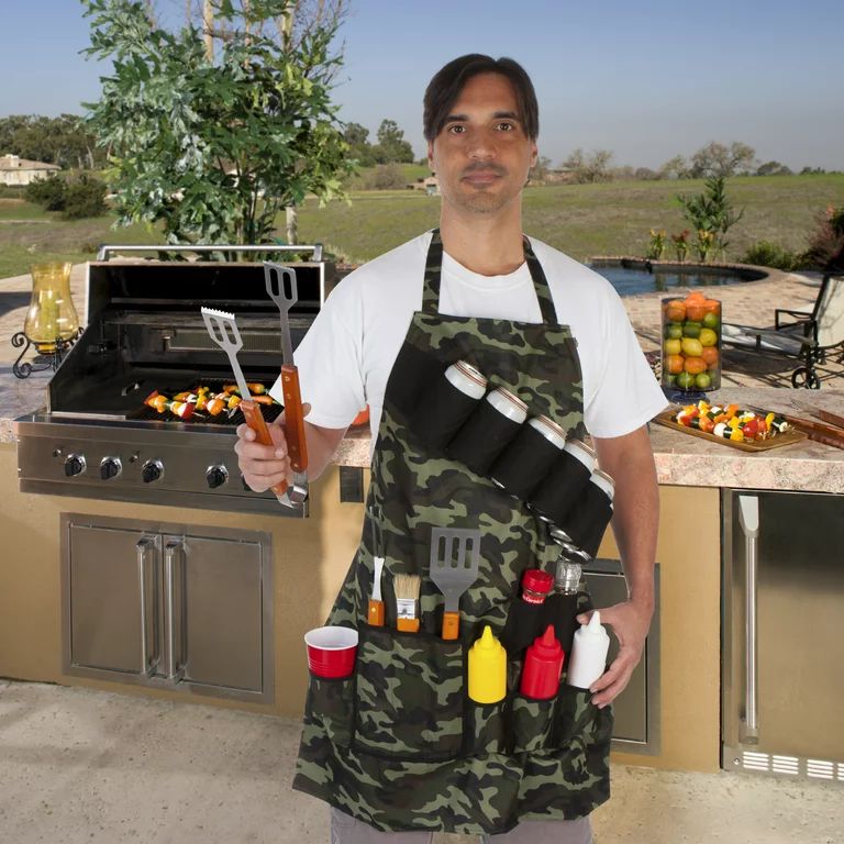 Grill Master Grill Apron and Accessory - Holds Beverages and Tools By EZ Drinker (Camouflage) | Walmart (US)