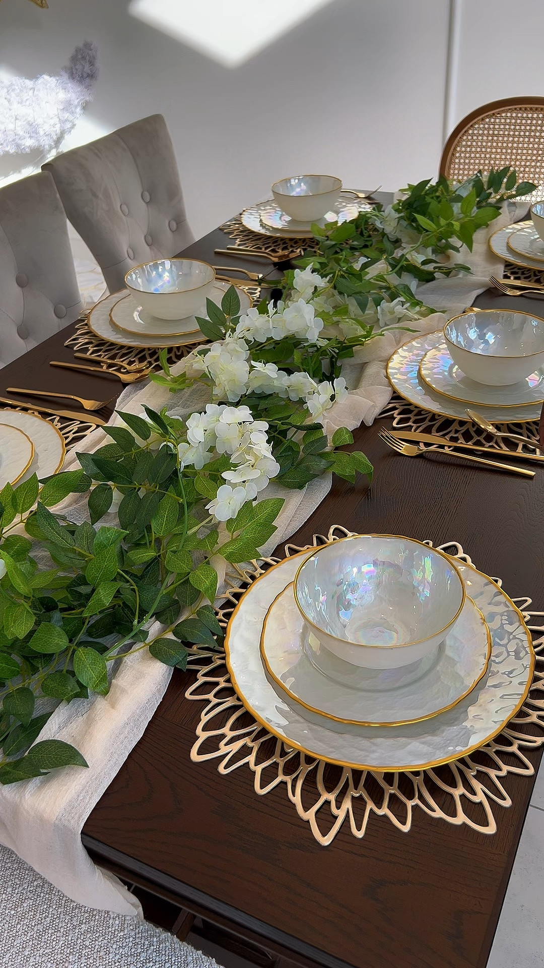 In my hosting era, cutlery set, plate set, hosting, flower, chafing dish, placemats, tablecloth, candle, candle holders