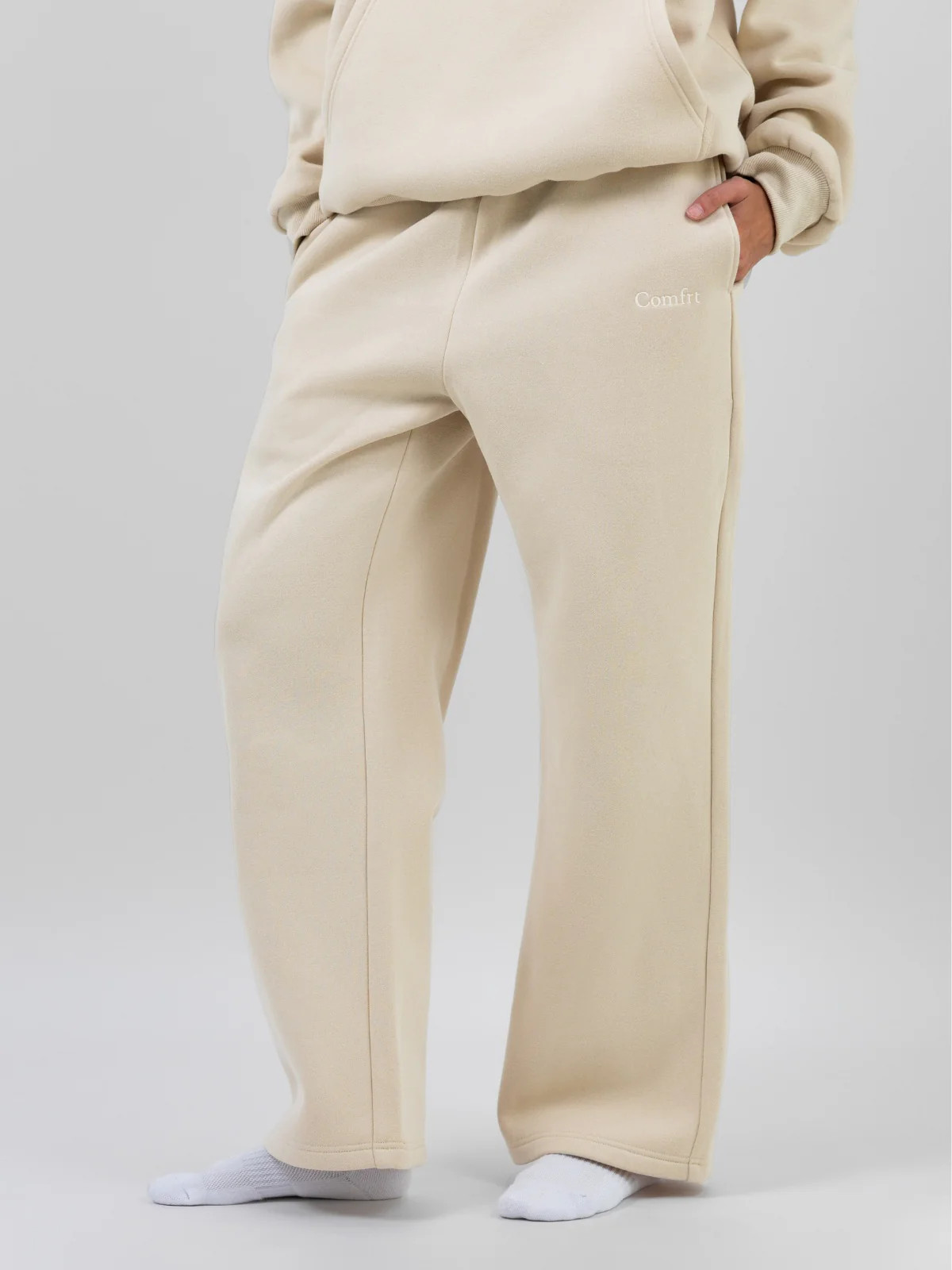 Comfrt Signature Straight Leg Sweatpants | Bone | Ivory | Oversized | XS | Comfrt