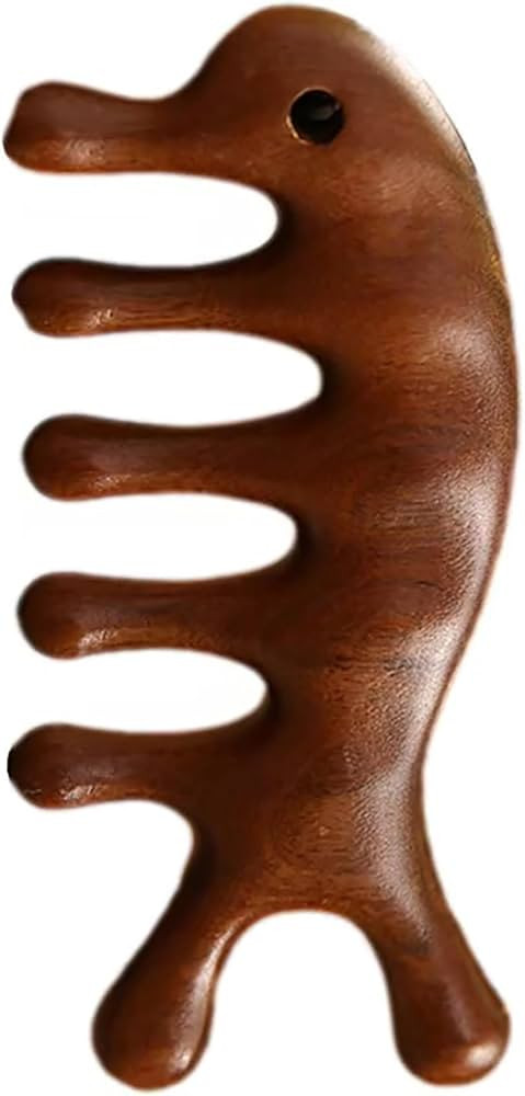 Sandalwood Scalp Massager Comb - Wooden Hair Growth Tool with Gua Sha for Scalp Massage | Amazon (US)