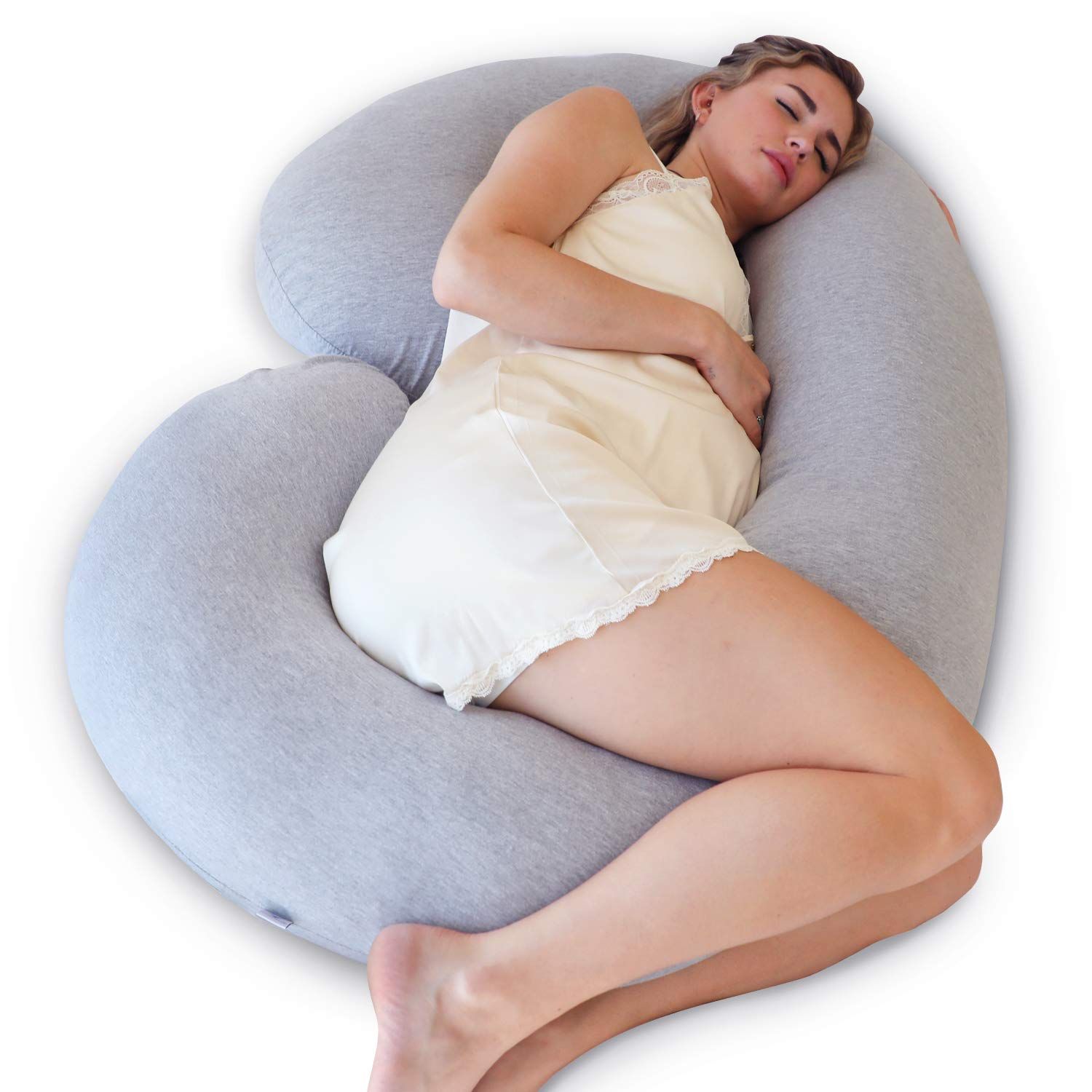 PharMeDoc Pregnancy Pillow, C-Shape Full Body Pillow and Maternity Support ( Grey Jersey Cover)- ... | Amazon (US)