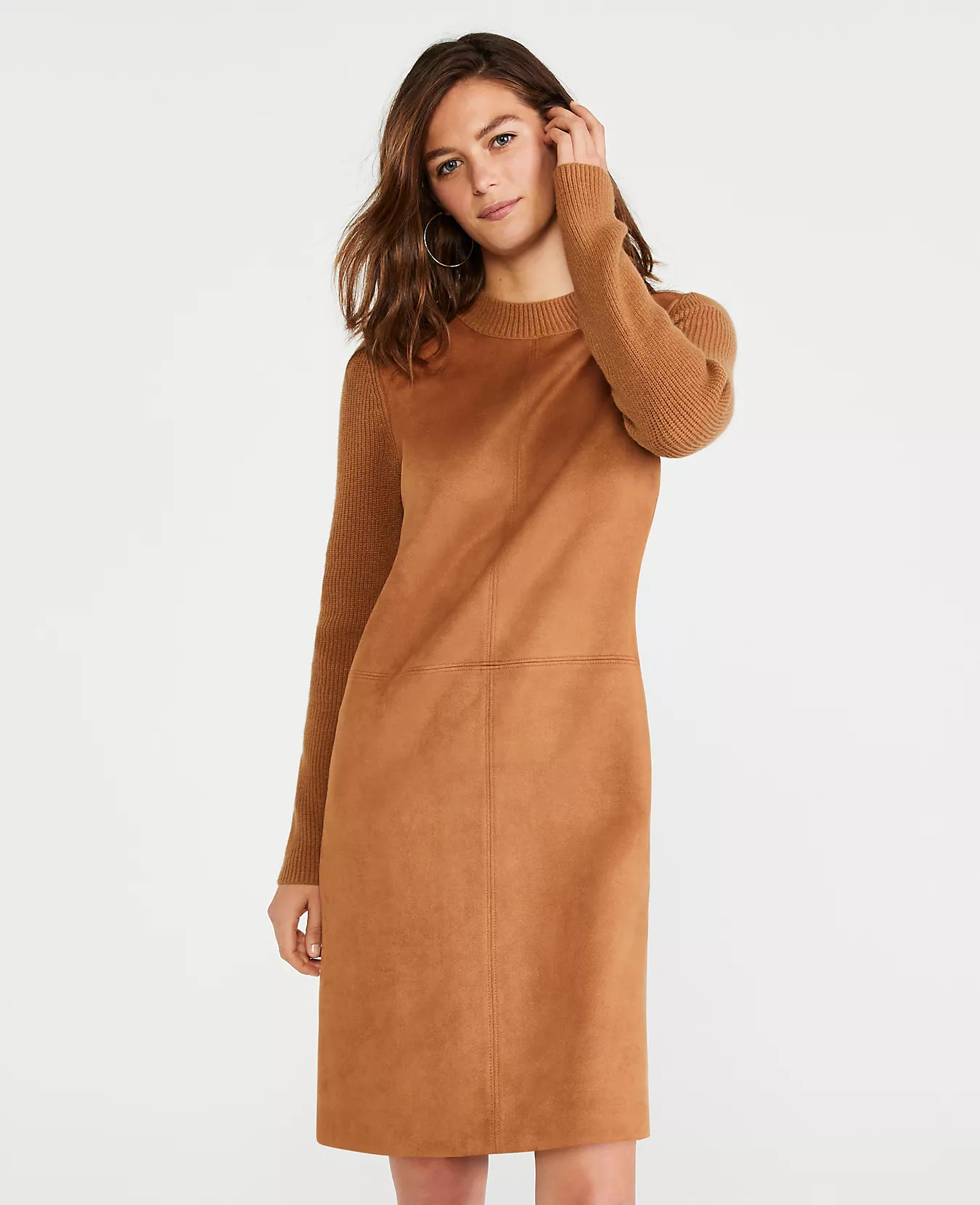 Faux Suede Paneled Sweater Dress | Ann Taylor | Ann Taylor (US)