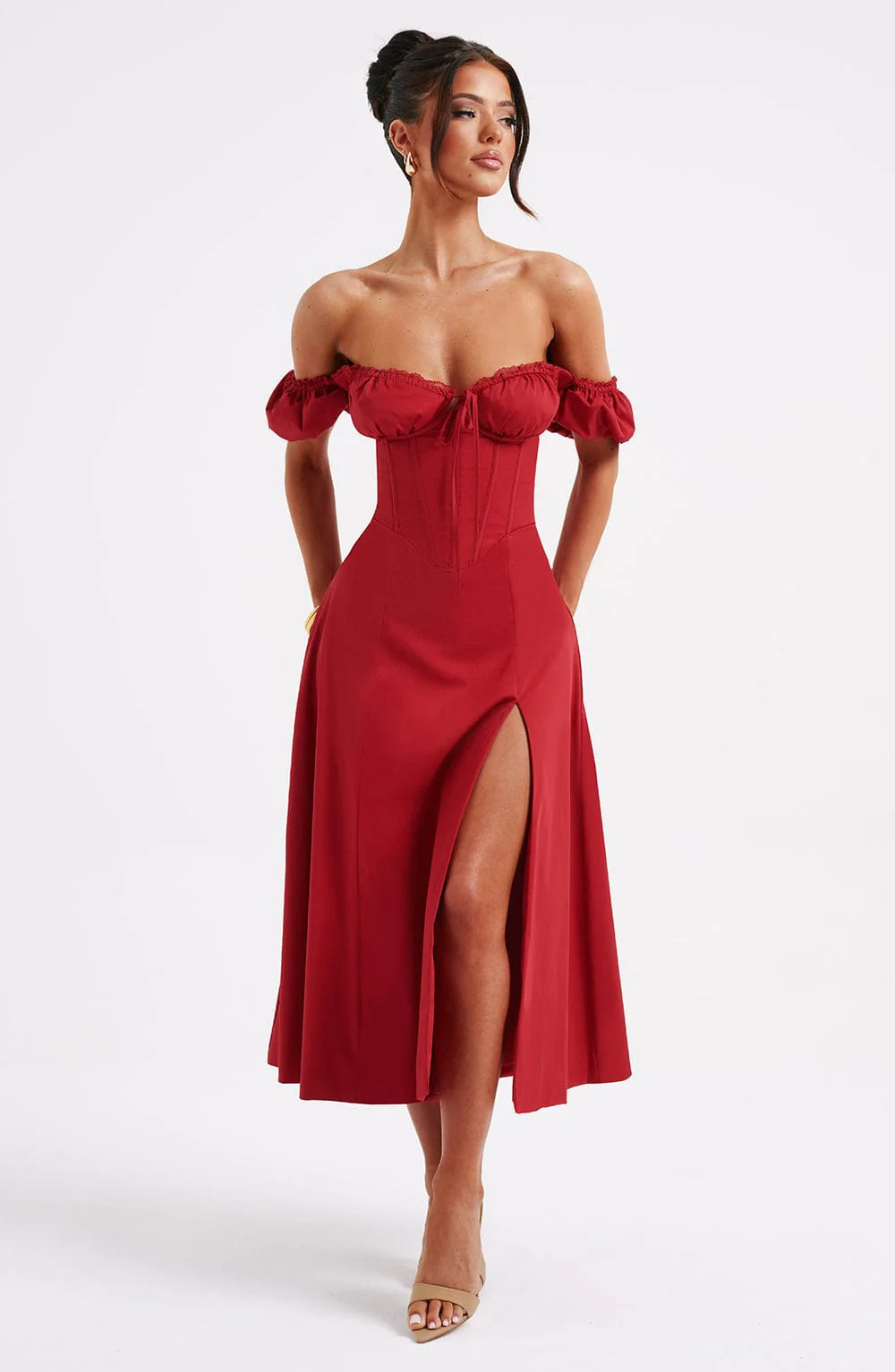 Courtney Midi Dress - Red | Babyboo (global)