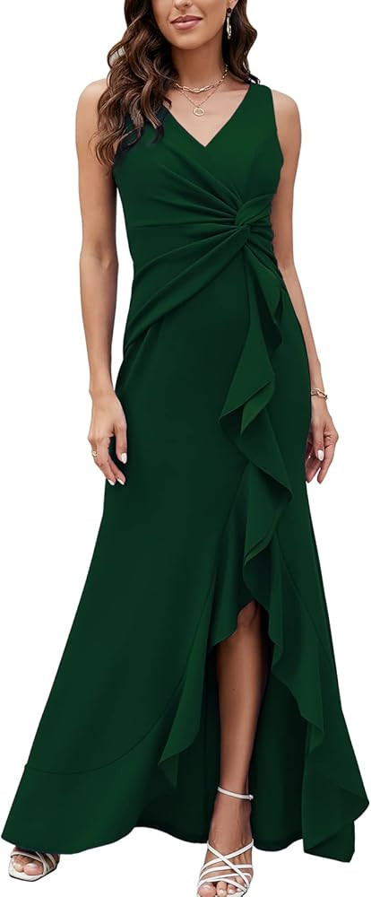 FQA Formal Evening Dresses for Women Elegant Evening Party Prom Dress Long Sexy V Neck Sleeveless... | Amazon (US)