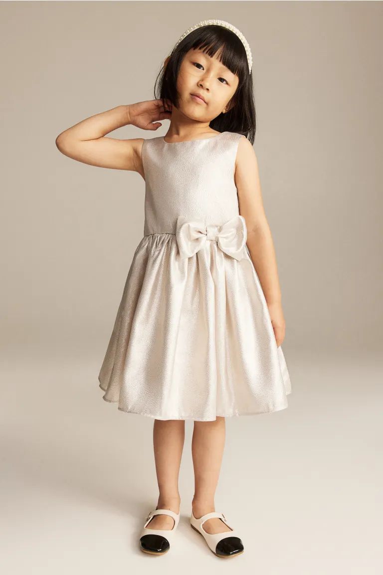 Bow-detail Dress - Silver-colored - Kids | H&M US | H&M (US + CA)