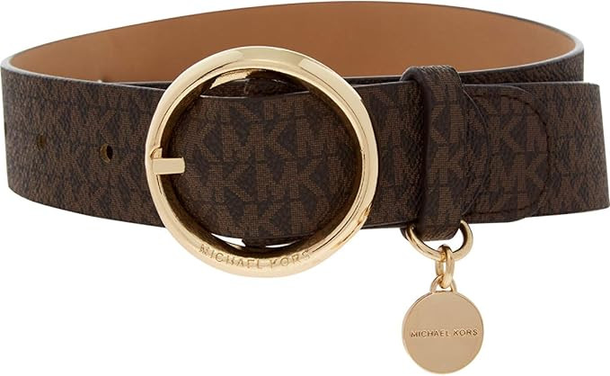 Michael Kors Women's Buckle Logo MK Charm Belt With Chain | Amazon (US)