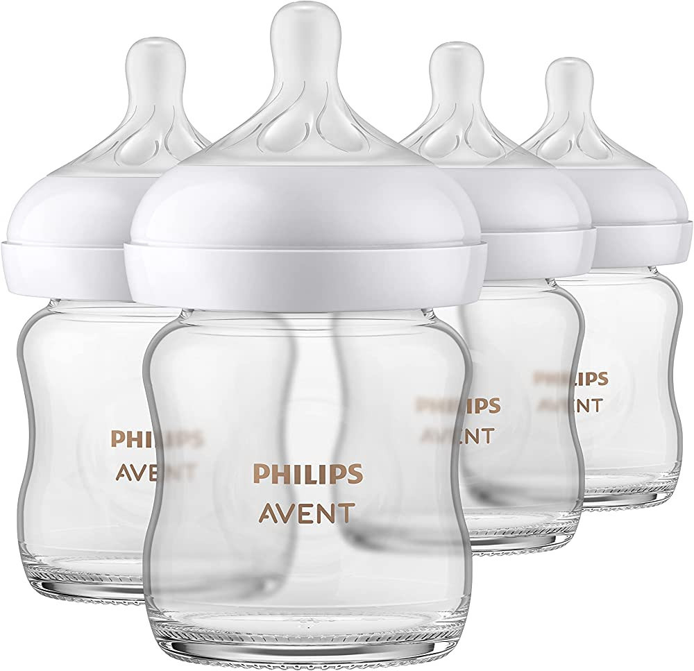 Philips Avent Glass Natural Baby Bottle with Natural Response Nipple, Clear, 4oz, 4pk, SCY910/04 | Amazon (US)