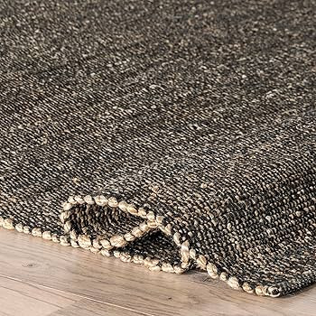 nuLOOM 8x10 Elfriede Jute & Cotton Hand Woven Area Rug, Charcoal, Solid Rustic Farmhouse Style, W... | Amazon (US)