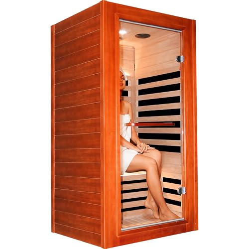 OUTEXER Far Infrared Sauna Home Sauna Spa Room Low-EMF 1020W Indoor Wood Saunas for Home with 7 Color Light 31.5"x31.5"x63" | Amazon (US)